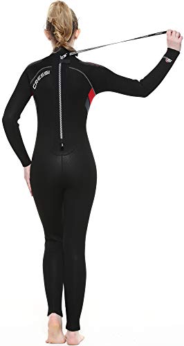 Cressi Castoro Lady Monopiece Wetsuit Traje Monopieza de Buceo Neopreno 5mm High Stretch para, Mujer, Negro/Rojo, XL/5