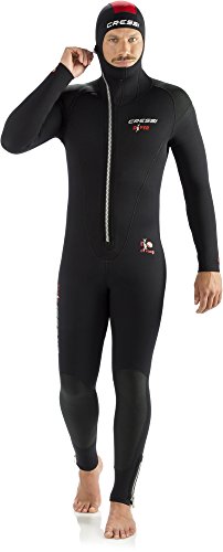 Cressi Diver Man Monopiece Wetsuit Traje de Buceo de Una Pieza, 5 mm, Hombres, Negro/Rojo, M/3