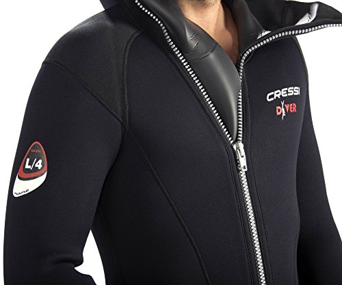 Cressi Diver Man Monopiece Wetsuit Traje de Buceo de Una Pieza, 7 mm, Hombres, Negro/Rojo, L/4