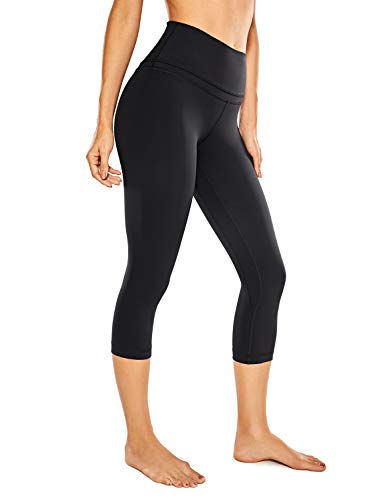 CRZ YOGA Mujer Naked Feeling Leggings Deportivas Cintura Alta Yoga Fitness Pantalones con Bolsillo -48cm Negro R418 36