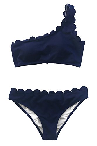 CUPSHE Conjunto de Bikini Asimétrico Traje de Baño de Dos Piezas, XL