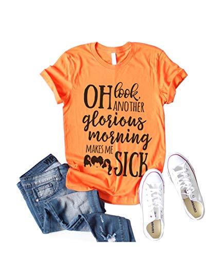 CUTIEE Playera para Mujer Oh Look Another Glorious Morning Make Me Sick Halloween Funny Vintage Sanderson Sisters Graphic Tees - Naranja - X-Large