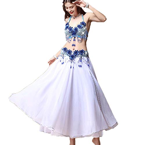 CX Juego De Vestuario para Danza del Vientre, Traje De Baile De Danza Oriental para Mujer Adulta (Color : Lake Blue, Tamaño : S)