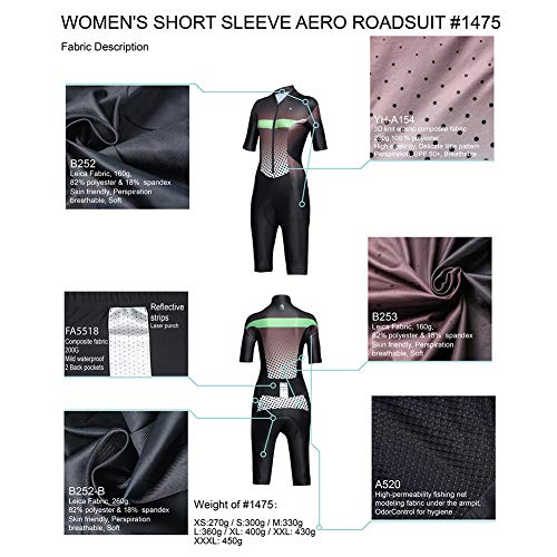 CYCPACK Mujeres Triatlón Mono Manga Corta Cráneo Ciclismo Jersey - Verano Al Aire Libre Deportes Racing Club Bici del Camino MTB Jersey, Transpirable Secado Rápido Clásico De Deporte Conjunto,M