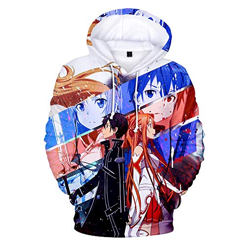 CYGGASDR Sword Art - Sudadera con Capucha para Hombres y Mujeres en línea Ropa Deportiva con Estampado de Personajes en 3D Estilo Anime Casual Cómodo-mi_6XL