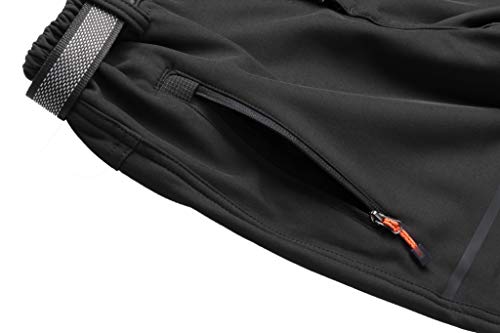 DAFENP Pantalones Trekking Hombre Impermeable Pantalones de Escalada Senderismo Alpinismo Invierno Polar Forrado Aire Libre KZ1662M-Black1-XL