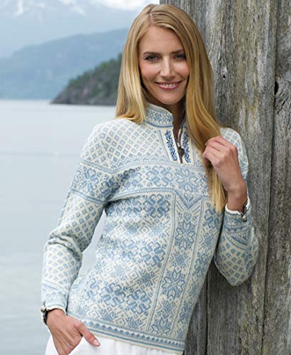 Dale of Norway - Jersey para Mujer Peace, Color Azul Hielo/Blanco Roto, Talla S, 13311-A