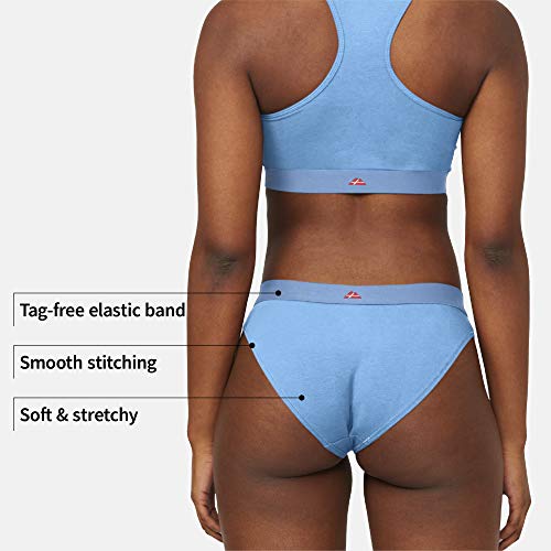 DANISH ENDURANCE Braguita Estilo Bikini Slip de Algodón Orgánico, Pack de 3, Negro, Gris, Azul (Multicolor (1 x Negro, 1 x Gris, 1 x Azul), Large)