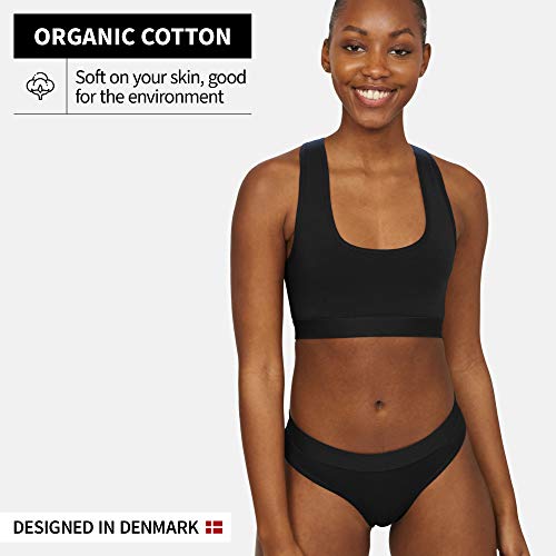 DANISH ENDURANCE Braguita Estilo Bikini Slip de Algodón Orgánico, Pack de 3, Negro, Gris, Azul (Negro, X-Small)