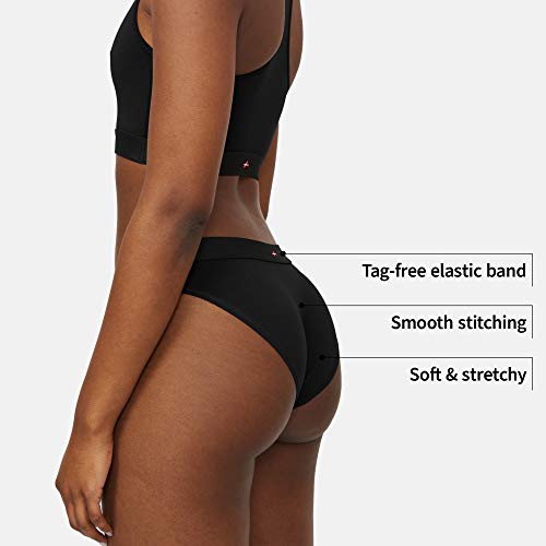 DANISH ENDURANCE Braguita Estilo Bikini Slip de Algodón Orgánico, Pack de 3, Negro, Gris, Azul (Negro, X-Small)