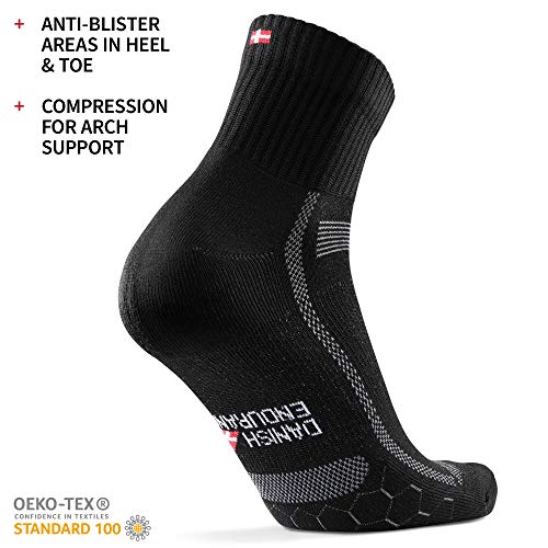 DANISH ENDURANCE Calcetines de Running para Largas Distancias 3 Par (Negro/Gris, EU 39-42)