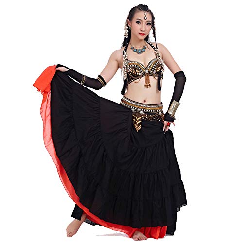 Danza del Vientre Traje Árabe Traje Tribal De Poliéster Cinturón Tribal Sujetador Ropa Femenina Desempeño Nacional (Color : Black Gold, Size : M)