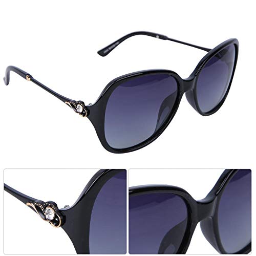 DAUERHAFT Gafas de Sol para Mujer Gafas de protección con Montura Grande, para Acampar al Aire Libre, para Proteger los Ojos(Bright Black Frame Double Gray Sheet)