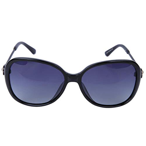 DAUERHAFT Gafas de Sol para Mujer Gafas de protección con Montura Grande, para Acampar al Aire Libre, para Proteger los Ojos(Bright Black Frame Double Gray Sheet)