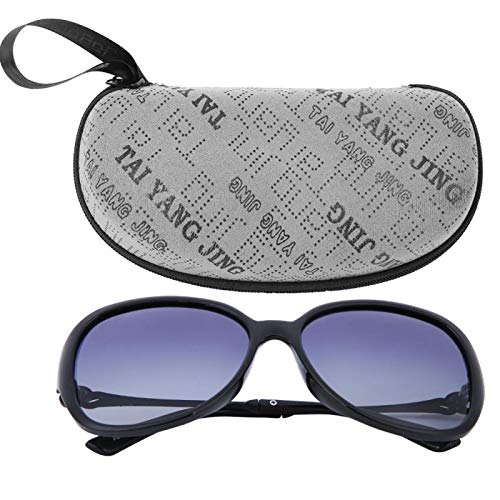 DAUERHAFT Gafas de Sol para Mujer Gafas de protección con Montura Grande, para Acampar al Aire Libre, para Proteger los Ojos(Bright Black Frame Double Gray Sheet)