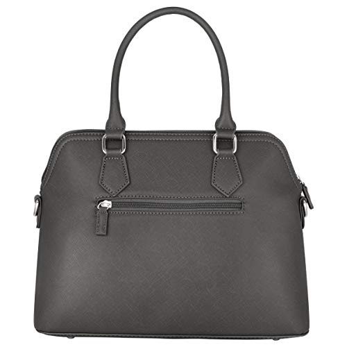 David Jones - Bolso de Mano Bugatti Mujer - Bolso Bandolera Hombro Cuero PU - Tote Mensajero Señora Multicolor Rayas PU - Shopper Mediano Bolera Piel - Satchel Moda Trabajo Diario Vida - Gris Oscuro