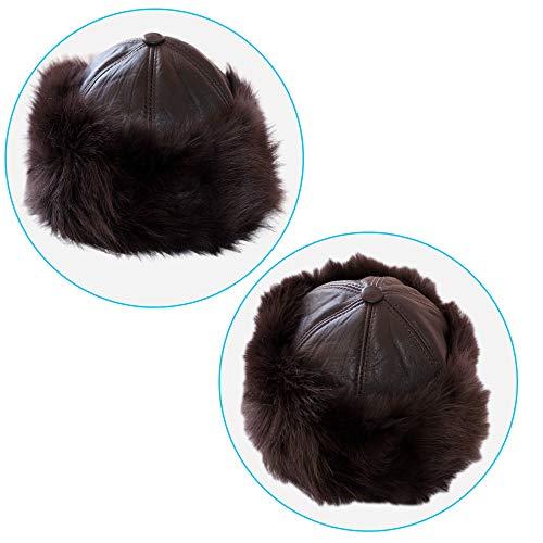 Dazoriginal Ushanka Mujer Piel Gorro Ruso Invierno Boina Cuero Sombrero Punto