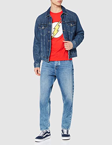 DC Comics - Camiseta de Flash con cuello redondo de manga corta para hombre, Rojo, Small