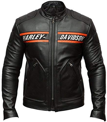 DeColure Goldberg Harley Davidson - Chaqueta de piel sintética y auténtica para hombre - XL