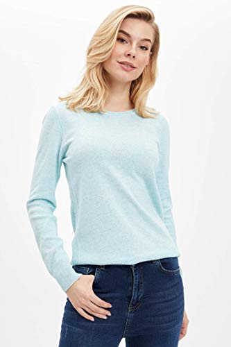 DeFacto Sudadera básica para mujer, cuello redondo, 100% acrílico, jersey de manga larga Color verde menta XXL