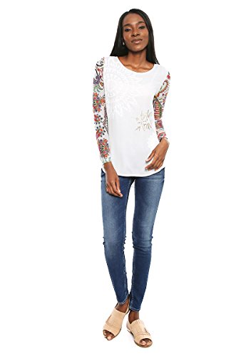 Desigual BLUS_Mangas Tul VALKIRIA, Blanco (Blanco 1000), X-Small para Mujer