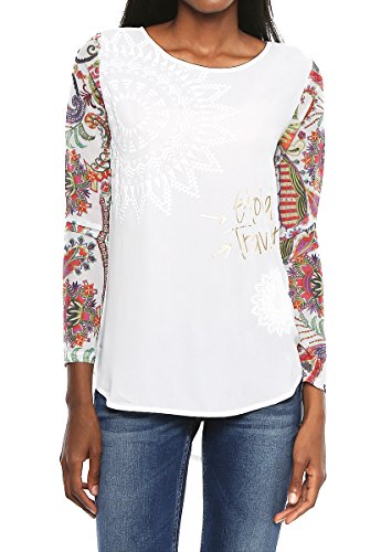 Desigual BLUS_Mangas Tul VALKIRIA, Blanco (Blanco 1000), X-Small para Mujer