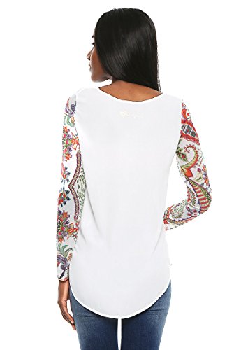 Desigual BLUS_Mangas Tul VALKIRIA, Blanco (Blanco 1000), X-Small para Mujer