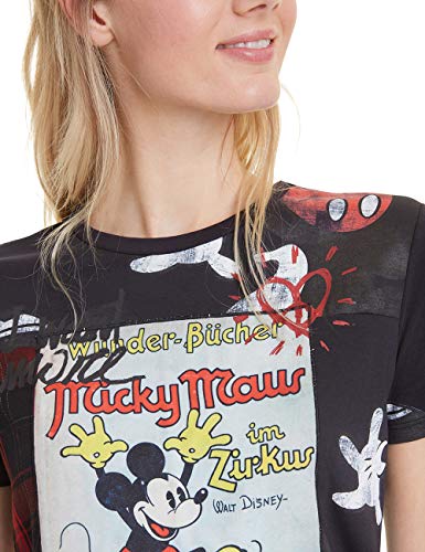 Desigual Micky Mouse Camiseta, Negro (Negro 2000), M para Mujer