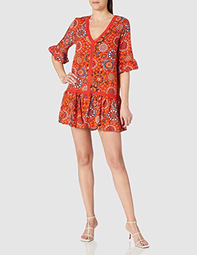 Desigual Top_Java Swimwear Cover Up, Rojo, S para Mujer