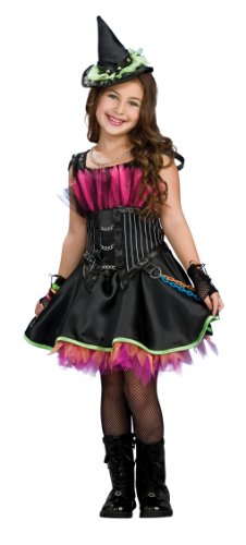 Disfraz de Bruja Rockera con corset para niña, infantil 5-7 años (Rubie's 883961-M)