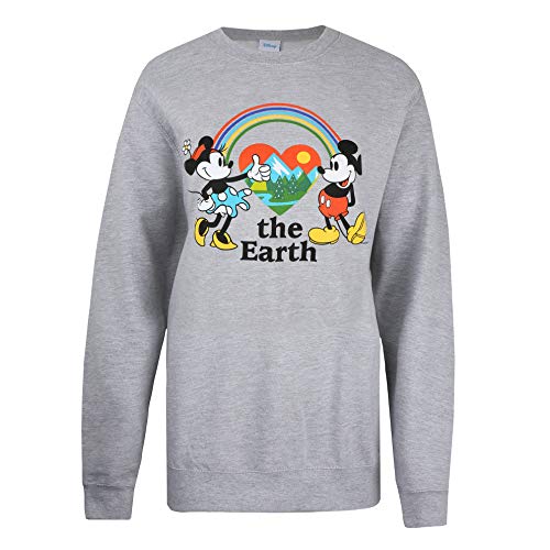 Disney Mickey Mouse Earth Crew Sweat Sudadera, Gris, 40 para Mujer