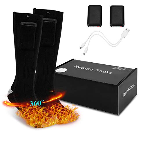 DONGKIKI - Calcetines calefactores eléctricos recargables con 3 temperaturas 3,7 V 4500 mAh alimentados por batería, deporte al aire libre en invierno para hombres y mujeres