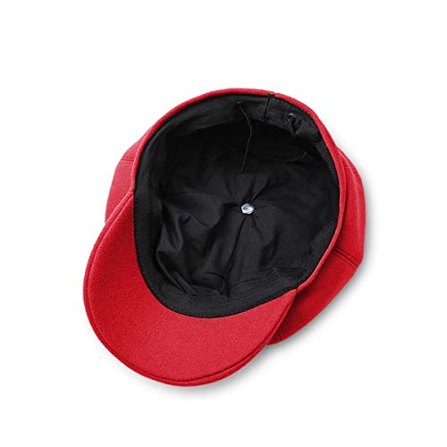 DORRISO Elegante Mujer Gorra Boina Primavera Otoño Invierno Viajar Vacaciones Compras Ocio Beret Gorra de Boina Ajustable 54-60CM Mujer Sombrero Octogonal Rojo