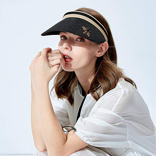 DORRISO Mujer Tapa de Paja Gorra de Sol Sombrero Anti-UV Protector Solar Visera Viajar Vacaciones Equitación Excursionismo Playa Mujer Viseras