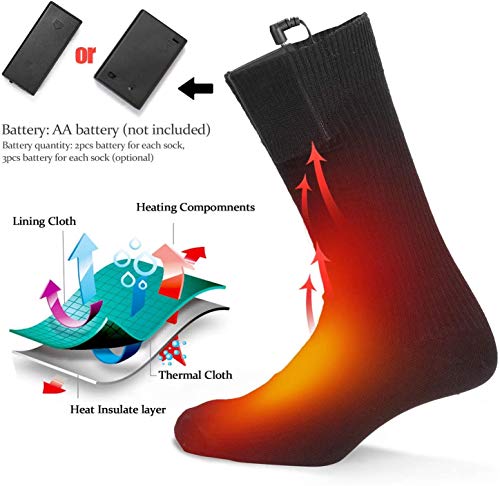 Dorypal Calcetines Calefactables Hombres Mujeres Esquí de Invierno Caza Camping Caminata Montar Calcetines Termicos Calcetines con Calefacción Eléctrica para (灰色)