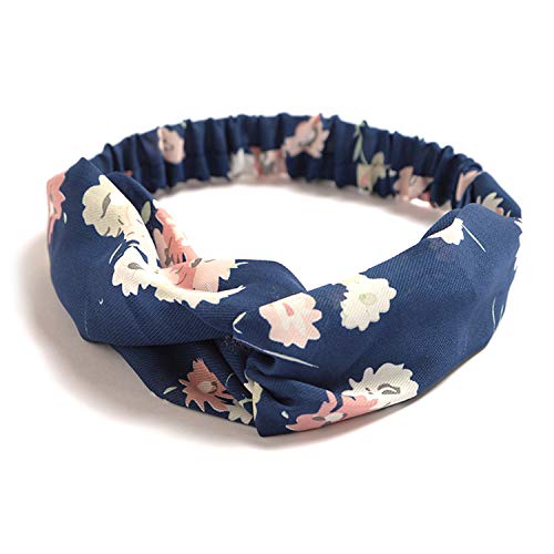 DRESHOW Boho Diademas para Mujeres Flor Vintage Impreso Criss Cross Anudado Elástico Banda para el Cabello Stretchy Head Wrap Twisted Accesorios para el Cabello Lindo Paquete de 10