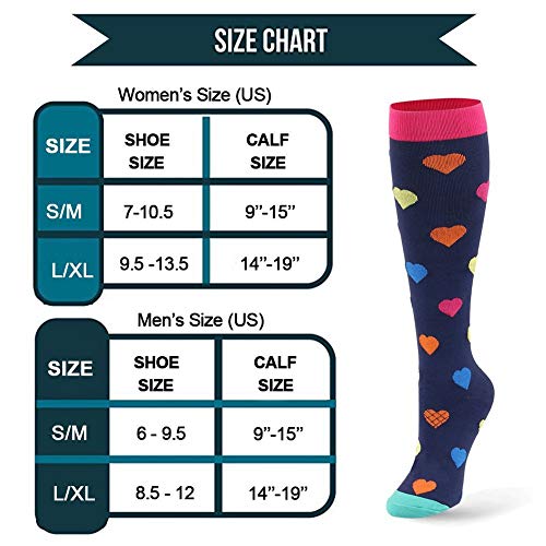 DRESHOW Calcetines de Compresión para Hombres y Mujeres 3/7 Pares 15-20 mmHg es el Mejor para Running, Correr, Senderismo, Volar, Viajar, Varicosas, Médico, Deportivo, Embarazo