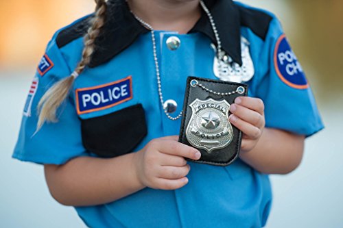 Dress Up America Juego de simulación Policía Insignia con cadena y clip de cinturón