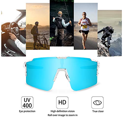 DUDUKING Gafas de Ciclismo Polarizadas Gafas de Sol Deportivas con Montura Gafas de Bicicleta Para Hombres Mujeres con 3 Lentes Intercambiables Anti-UV400