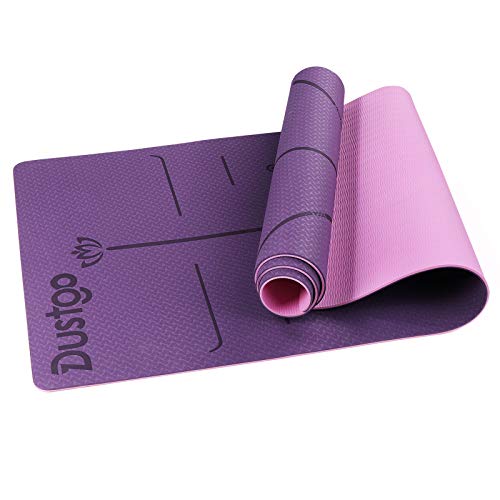 Dustgo Esterilla Yoga Deporte Colchoneta de Yoga fitness Antideslizante con Material ecológico TPE con líneas corporales Yoga Mat para Entrenamiento y Entrenamiento físico