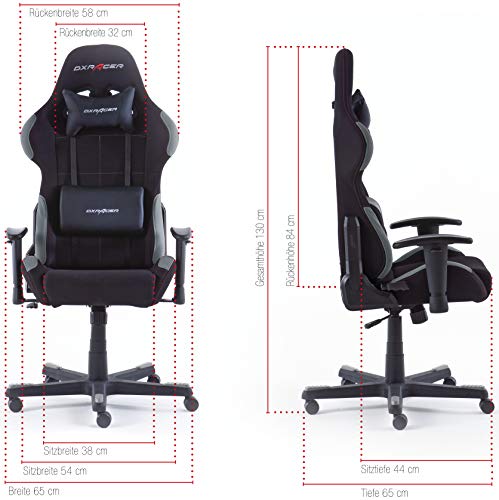 DX Racer 5 Robas Lund - Silla de Escritorio/Oficina/Gaming, con Ruedas, Altura Ajustable, Tapizada, Reposabrazos, Madera, color Negro/Gris, 74 x 52 x 123-132 cm