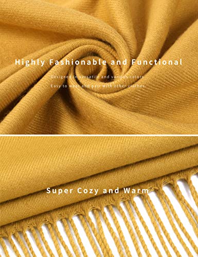 EASE LEAP Bufanda Mujer con Tacto Cachemira Fiesta Chal para Boda Suave Pashmina 200 * 70cm/(Amarillo)