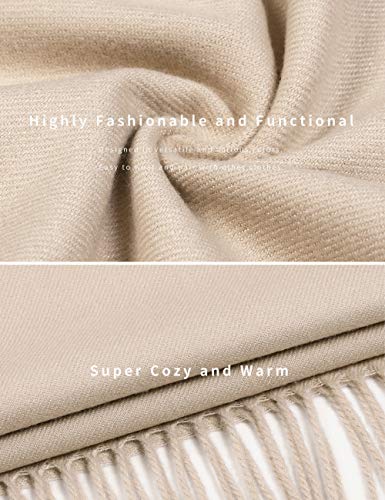 EASE LEAP Bufanda Mujer con Tacto Cachemira Fiesta Chal para Boda Suave Pashmina 200 * 70cm/(Beige)