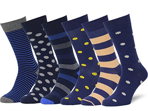 Easton Marlowe 6 PR Calcetines de Vestir Homber - 6pk #40 - estampados sutiles - 43-46 EU shoe size