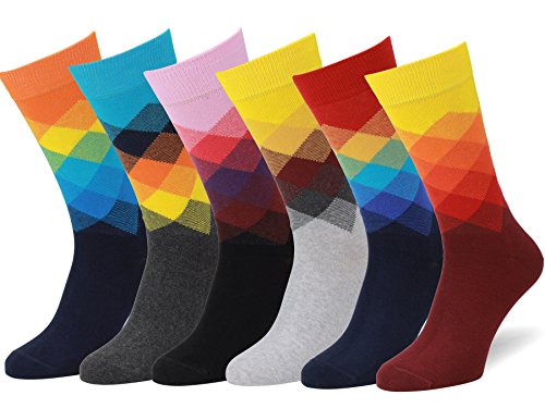 Easton Marlowe 6 PR Calcetines Estampados Hombre - 6pk #30, gradient - colores brillantes, 39-42 EU shoe size