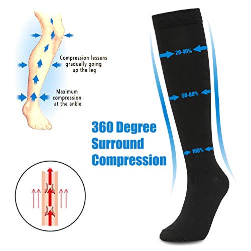 eaz Calcetines deportivos 3 pares de medias de compresión de calidad unisex Ciclismo calcetines deportivos aptos para edema diabetes varices venas correr maratón calcetines deportivos para hombres