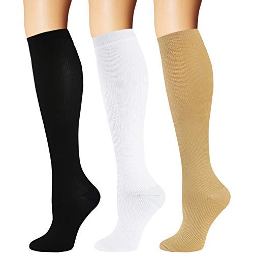 eaz Calcetines deportivos 3 pares de medias de compresión de calidad unisex Ciclismo calcetines deportivos aptos para edema diabetes varices venas correr maratón calcetines deportivos para hombres