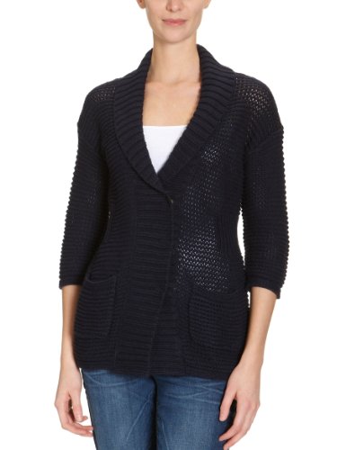 Eddie Bauer - Jersey de Punto de Manga 3/4 con Cuello Chimenea para Mujer, Color Azul Oscuro, Talla 38/40