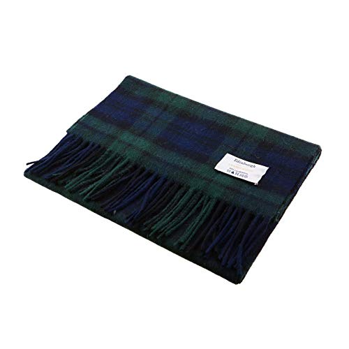 Edinburgh Lambswool - Bufanda de 100 % lana de cordero, diseño de tartán escocés - Negro - talla única