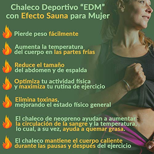 EDM - Chaleco Neopreno Mujer - Faja Mujer - Chaleco Sudoracion Mujer - Camiseta Neopreno Mujer con Cuerda Saltar - Camiseta Efecto Sauna Mujer - Camiseta para Sudar Mujer M